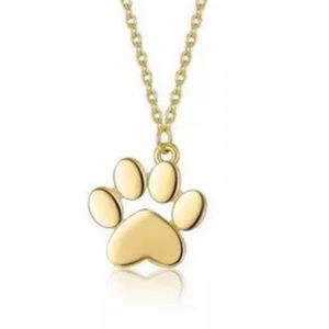 Paw Shaped Charm Necklace - Gold